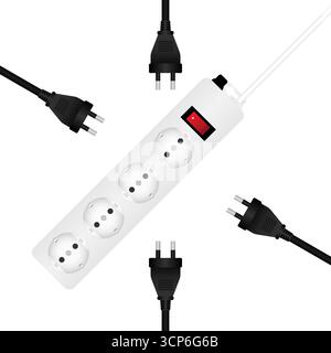Electric Socket and Plug. Save Energy and Electricity Concept. Vector Illustration. Stock Vector