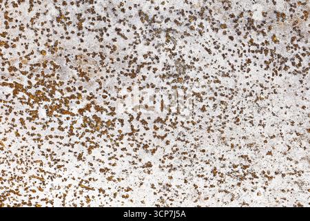 Rusty metal surface texture. Corroded steel with oxidation stains. Old industrial sheet with decay. Abstract detail background of weathered material. Stock Photo