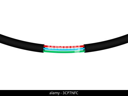 Power Cable. Broken Electric Wires.  Vector Illustration. Stock Vector