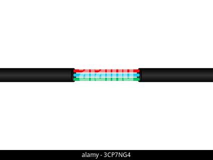 Power Cable. Broken Electric Wires.  Vector Illustration. Stock Vector