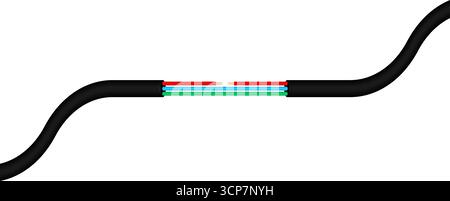 Power Cable. Broken Electric Wires. Damaged Electric Cable. Vector Illustration. Stock Vector