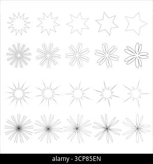 Abstract shapes, decorative elements, outline design elements, and a Minimal star shape. Set of minimal icons, Bauhaus-inspired design element Stock Vector