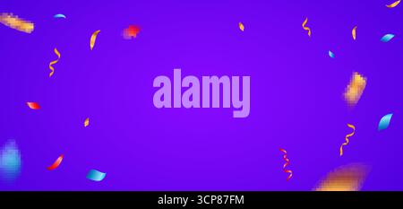 Confetti blue background neon light abstract carnival birthday festive vector event anniversary backdrop. Stock Vector