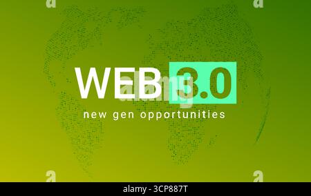 Web 3 background world globe tech blockchain digital ai world. Web3 future network nft technology banner Stock Vector