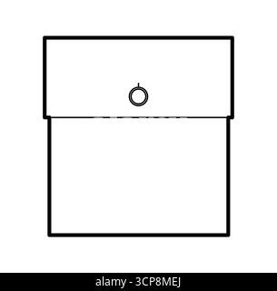 Patch Pocket with Flap technical fashion illustration. Flat apparel template front view. Women, men unisex style item CAD mockup isolated on white background  Stock Vector