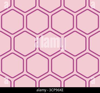 Background with Hexagon Pattern. Medium Red-Violet color on matching background. Bold rounded hexagons mosaic pattern. Large hexagons. Stock Vector