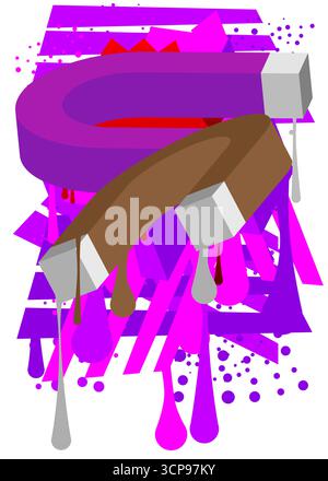 Magnet graffiti. Abstract modern street art decoration performed in urban painting style. Stock Vector