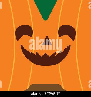 A bold Halloween illustration of a spooky monster pumpkin with sharp teeth and sinister eyes. Perfect for seasonal decorations, posters, party invitat Stock Vector