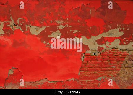 Rusty old wall hole peeling paint background，ancient Stock Photo