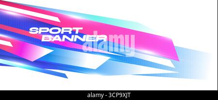 Modern and Futuristic Sport Background in Neon Colors with Dynamic Geometric Shapes and Glow Effect Stock Vector
