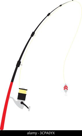 Orange fishing rod isolated on a white background. Vector illustration Stock Vector