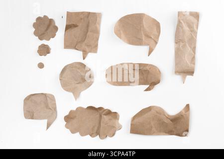Crafting conversation bubbles from crumpled paper for creative projects Stock Photo
