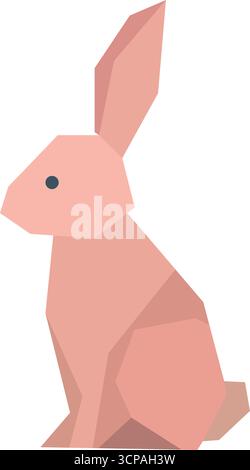 Adorable geometric bunny in soft pink tones, perfect for Easter designs or children's illustrations, bringing a touch of modern whimsy to any project. Stock Vector
