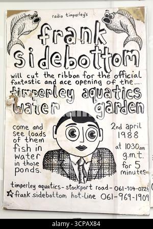 Frank Sidebottom poster - Chris Sievey, Timperley, Sale, Greater Manchester ,comedian from radio Timperley and Granada TV Stock Photo