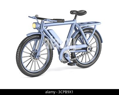 Cartoon style blue bicycle Orthographic view 3D rendering illustration isolated on white background Stock Photo