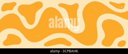 Zebra groovy color Y2K shapes. Wavy abstract hippie horizontal background. Stock Vector