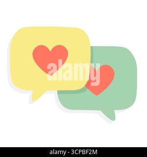 Romantic chat bubbles with red hearts symbolizing love communication and relationships Stock Vector