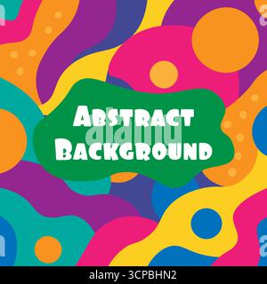 Modern abstract illustration with fluid curves and colorful circles creating dynamic retro vibe Stock Vector
