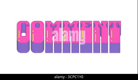 Comment layered pink vaporwave button typography Stock Vector