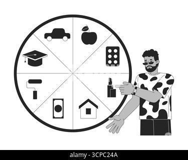 Personal budgeting line illustration concept Stock Vector
