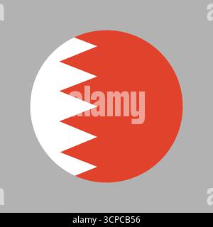 Flag of Bahrain circle button. Bahrain round flag badge. Bahrain flag icon. Stock Vector