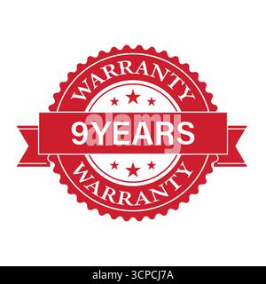 9 Years Warranty. Warranty Sign. Vector Illustration Isolated on White Background. Stock Vector
