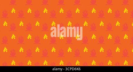 Seamless Fire and Bonfire Flame Pattern Background Stock Vector