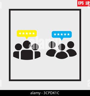 Customer experience or 5 star satisfaction rating flat vector icon for review apps and websites Stock Vector
