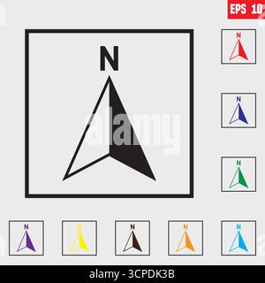 Arrow Compass Icon Vector Logo Template. North Direction. Stock Vector