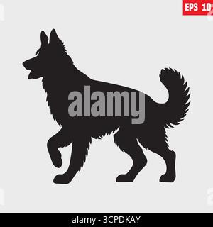 Simple Silhouette of a German Shepherd Sitting Minimalist Dog Icon Vector Illustration Stock Vector