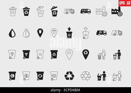 Garbage simply icons on white background Stock Vector
