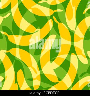 Vector seamless vintage pattern with yellow bananas. Vector banana pattern with green shadows. Tropical pattern with bananas. Stock Vector