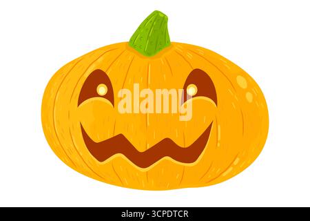 Vector illustration of a spooky cute pumpkin for Halloween. Happy Halloween. Stock Vector