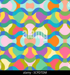 Vector vintage seamless abstract psychedelic pattern. Vector pattern for holidays in retro groovy style. Retro abstract psychedelic texture. Stock Vector
