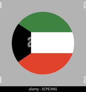 KUWAIT Flag in circle, official color, National flag, symbol of nation ...