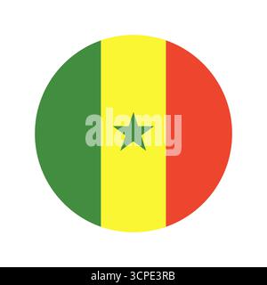 Senegal Flag icon. National Senegal flag round badge. Flag of Senegal button. Flag background. Standard color. Stock Vector