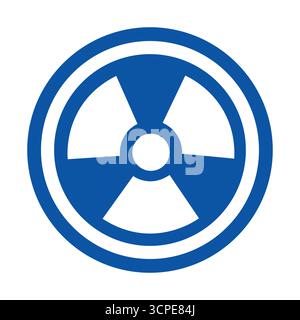 A vibrant blue radiation symbol highlighted against a white background, perfect for conveying safety messages related to nuclear hazards and public aw Stock Vector