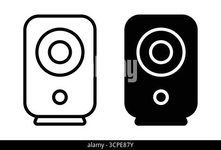 This image features black and white speaker icons, showcasing audio equipment suitable for design projects. Perfect for illustrating sound technology Stock Vector