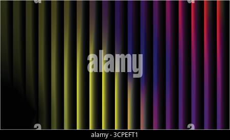 Ribbed glass Fractal Neon Abstract Background with Vertical Stripes and Neon Colors. Stock Vector
