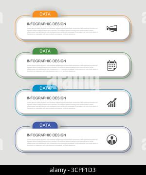 Modern business 4 infographic data design template layout. Stock Vector