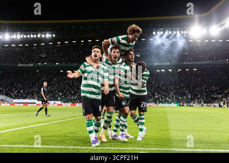 Luis Suarez of Sporting CP celebrating a goal during the Liga Portugal ...
