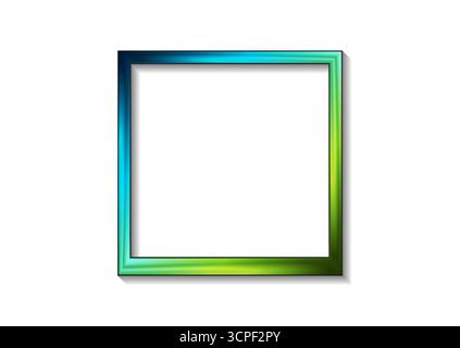Green blue shiny minimal glossy square frame on white background. Abstract vector design Stock Vector