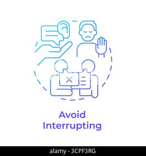 Avoid interrupting blue gradient concept icon Stock Vector