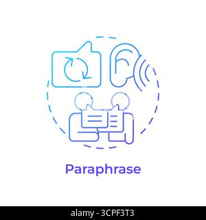 Paraphrase blue gradient concept icon Stock Vector