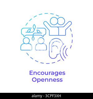 Encourages openness blue gradient concept icon Stock Vector