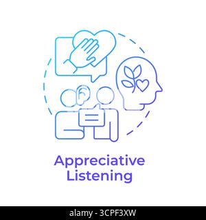 Appreciative listening blue gradient concept icon Stock Vector