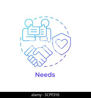 Needs blue gradient concept icon Stock Vector