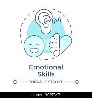 Emotional skills soft blue concept icon Stock Vector