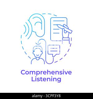 Comprehensive listening blue gradient concept icon Stock Vector