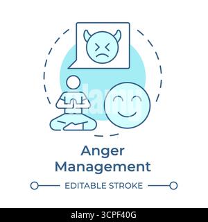 Anger management soft blue concept icon Stock Vector